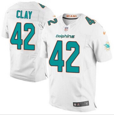 Nike Miami Dolphins #42 Charles Clay White NFL New Elite Jersey Nike Miami Dolphins #42 Charles Clay White NFL New Elite Jersey