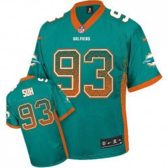 Nike Miami Dolphins #93 Ndamukong Suh Aqua Green Team Color Men's Stitched NFL Elite Drift Fashion Jersey