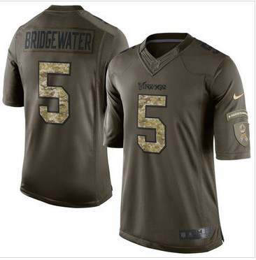 Nike Minnesota Vikings #5 Teddy Bridgewater Green Men's Stitched NFL Limited Salute to Service Jersey Nike Minnesota Vikings #5 Teddy Bridgewater Green Men's Stitched NFL Limited Salute to Service Jersey