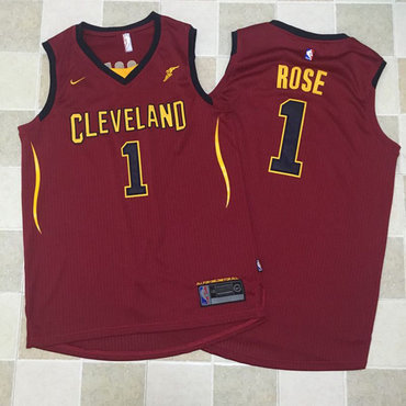 Nike NBA Cleveland Cavaliers #1 Derrick Rose Jersey 2017 18 New Season Wine Red Jersey