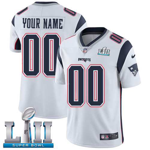 Nike NFL New England Patriots Vapor Untouchable Customized Super Bowl LII Limited White Road Youth Jersey Nike NFL New England Patriots Vapor Untouchable Customized Super Bowl LII Limited White Road Youth Jersey