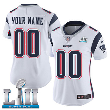Nike NFL New England Patriots Vapor Untouchable Customized Super Bowl LII Limited White Road Women's Jersey Nike NFL New England Patriots Vapor Untouchable Customized Super Bowl LII Limited White Road Women's Jersey
