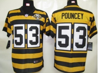 NEW NFL Pittsburgh Steelers #53 Pouncey Yellow 80TH Throwback jerseys ( Elite )