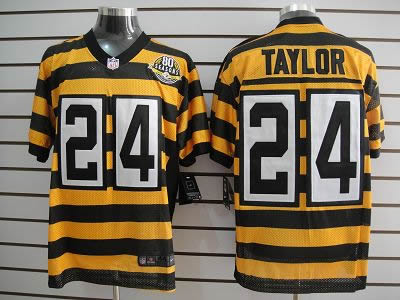 NEW NFL Pittsburgh Steelers 24 Taylor Yellow 80TH Throwback jerseys (Elite)