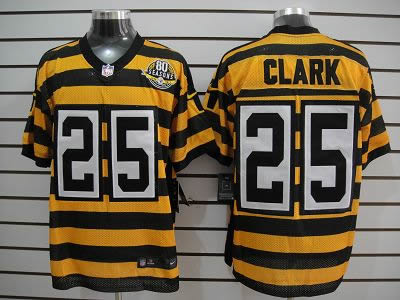 NEW NFL Pittsburgh Steelers 25 Clark Yellow 80TH Throwback jerseys (Elite)