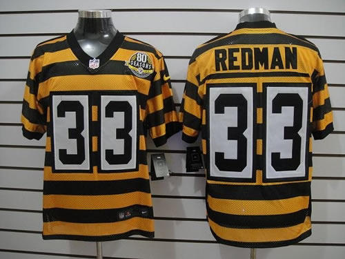 NEW NFL Pittsburgh Steelers 33 Redman Yellow Black 80th Throwback Jerseys (Elite)