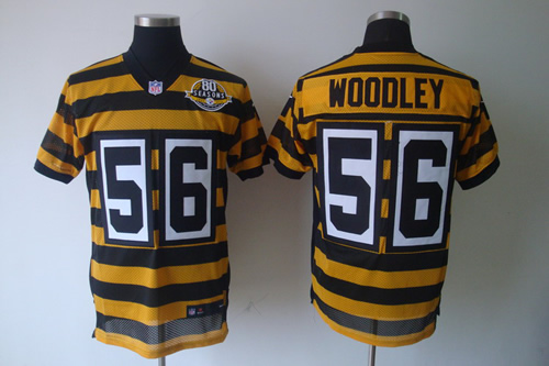 NEW NFL Pittsburgh Steelers 56 Lamarr Woodley Yellow 80TH Throwback jerseys (Elite)