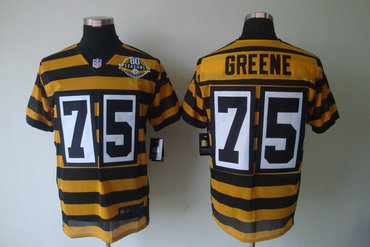 NEW NFL Pittsburgh Steelers 75 Joe Greene  Yellow Black 80th Throwback Jerseys(Elite)