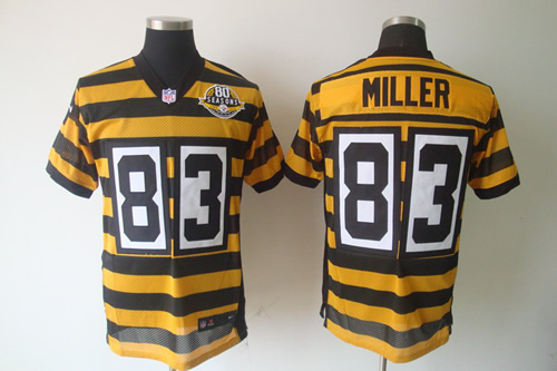 NEW NFL Pittsburgh Steelers 83 Heath Miller Yellow 80TH Throwback jerseys (Elite)