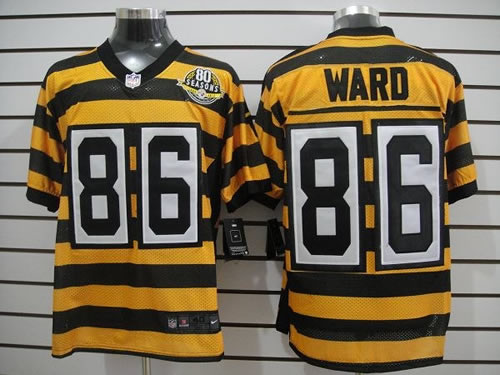 NEW NFL Pittsburgh Steelers 86 Ward Yellow Black 80th Throwback Jerseys (Elite)