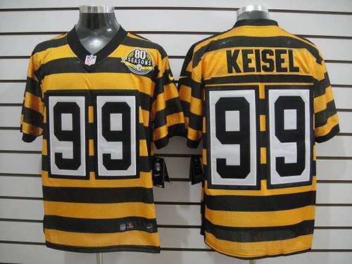 NEW NFL Pittsburgh Steelers 99 Keisel Yellow Black 80th Throwback Jerseys (Elite)
