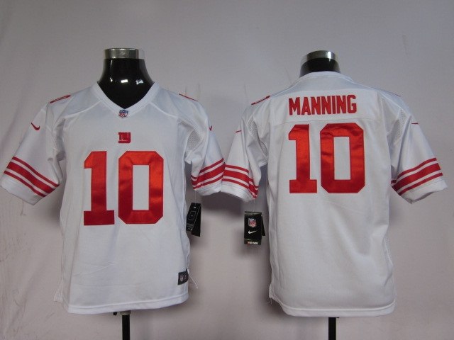 NFL Youth New York Giants 10 Eli Manning White Jerseys 