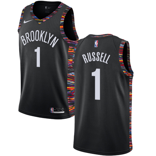 Nike Nets #1 D'Angelo Russell Black NBA Swingman City Edition 2018 19 Jersey