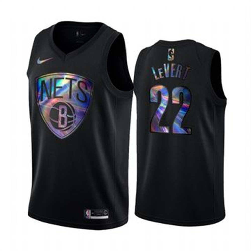 Nike Nets #22 Caris LeVert Men's Iridescent Holographic Collection NBA Jersey - Black Nike Nets #22 Caris LeVert Men's Iridescent Holographic Collection NBA Jersey - Black