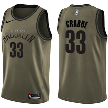 Nike Nets #33 Allen Crabbe Green Salute to Service NBA Swingman Jersey