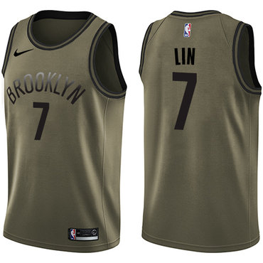 Nike Nets #7 Jeremy Lin Green Salute to Service NBA Swingman Jersey