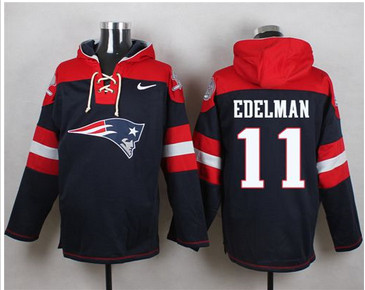 Nike New England Patriots #11 Julian Edelman Navy Blue Player Pullover NFL Hoodie
