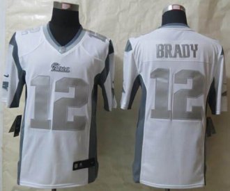 Nike New England Patriots #12 Tom Brady White NFL Limited Platinum Jersey