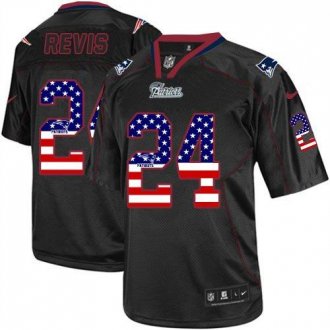 Nike New England Patriots #24 Darrelle Revis Black NFL Elite USA Flag Fashion Jersey