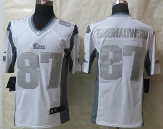 Nike New England Patriots #87 Rob Gronkowski White NFL Limited Platinum Jersey