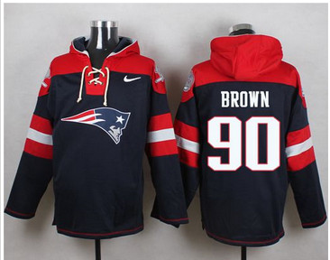 Nike New England Patriots #90 Malcom Brown Navy Blue Player Pullover NFL Hoodie