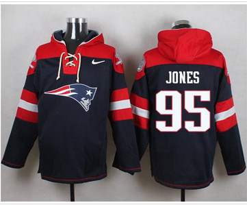 Nike New England Patriots #95 Chandler Jones Navy Blue Player Pullover NFL Hoodie