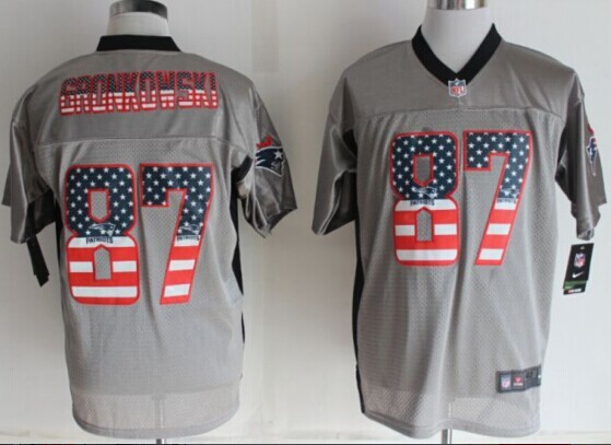 Nike New England patriots Jersey 87 Rob Gronkowski 2014 USA Flag Fashion Grey Shadow Elite Jerseys
