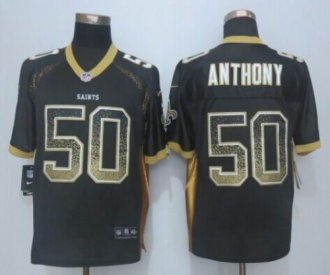 Nike New Orleans Saints #50 Stephone Anthony Black Team Color Men's Stitched NFL Elite Drift Fashion jersey Nike New Orleans Saints #50 Stephone Anthony Black Team Color Men's Stitched NFL Elite Drift Fashion jersey