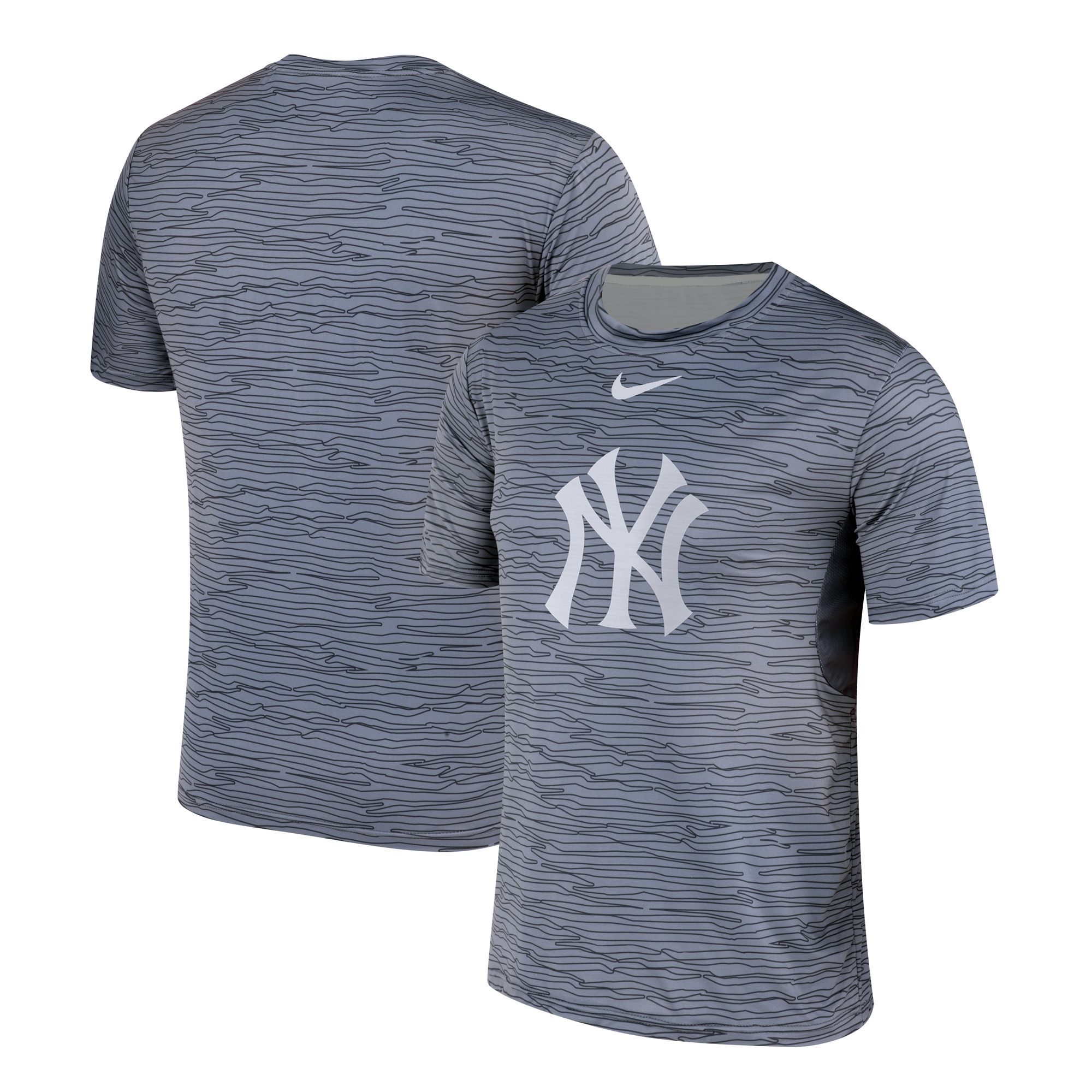Nike New York Yankees Gray Black Striped Logo Performance T-Shirt Nike New York Yankees Gray Black Striped Logo Performance T-Shirt