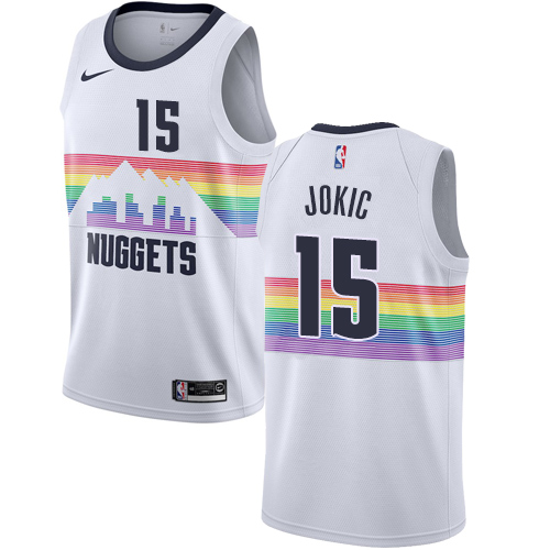 Nike Nuggets #15 Nikola Jokic White NBA Swingman City Edition 2018 19 Jersey