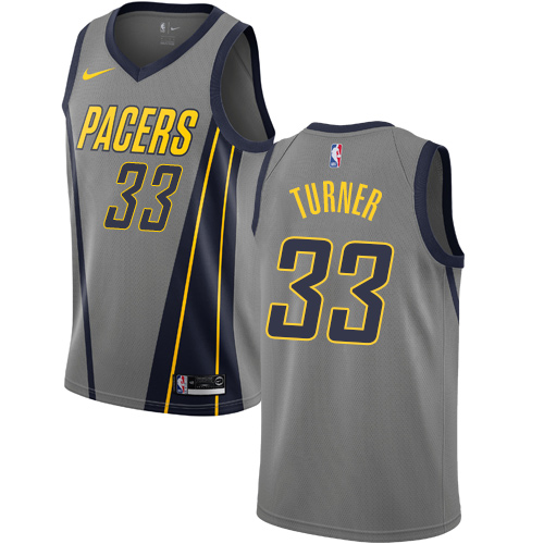 Nike Pacers #33 Myles Turner Gray NBA Swingman City Edition 2018 19 Jersey Nike Pacers #33 Myles Turner Gray NBA Swingman City Edition 2018 19 Jersey
