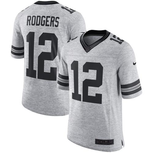 Nike Packers #12 Aaron Rodgers Gray Men's Stitched NFL Limited Gridiron Gray II Jersey Nike Packers #12 Aaron Rodgers Gray Men's Stitched NFL Limited Gridiron Gray II Jersey