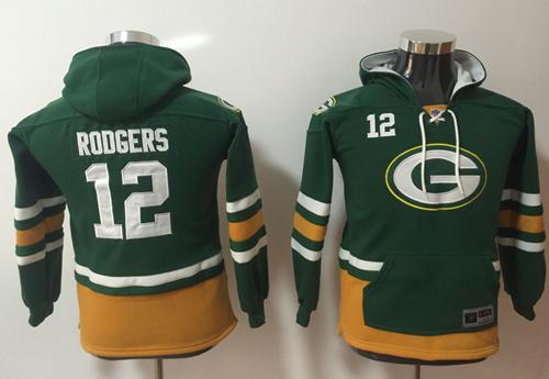 Nike Packers #12 Aaron Rodgers Green Gold Youth Name & Number Pullover NFL Hoodie