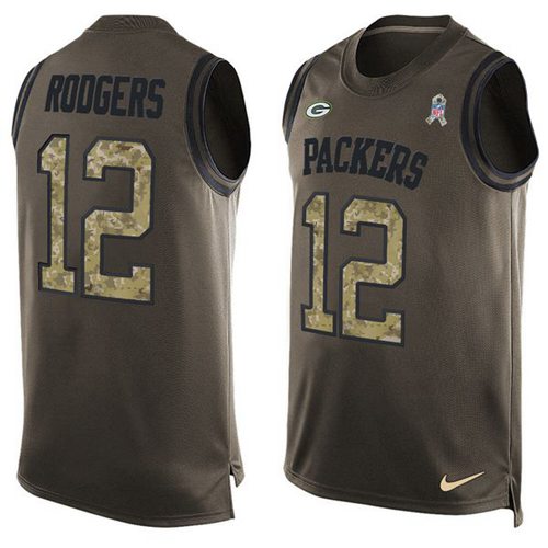 Nike Packers #12 Aaron Rodgers Green Men's Stitched NFL Limited Salute To Service Tank Top Jersey Nike Packers #12 Aaron Rodgers Green Men's Stitched NFL Limited Salute To Service Tank Top Jersey