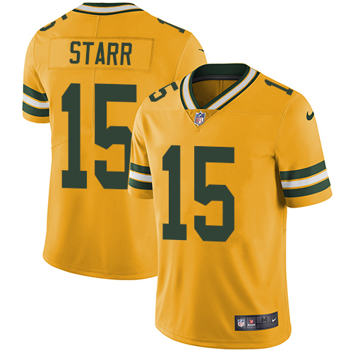 Nike Packers #15 Bart Starr Yellow Men's Stitched NFL Limited Rush Jersey Nike Packers #15 Bart Starr Yellow Men's Stitched NFL Limited Rush Jersey