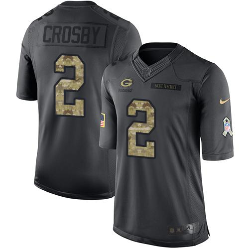 Nike Packers #2 Mason Crosby Black Men's Stitched NFL Limited 2016 Salute To Service Jersey Nike Packers #2 Mason Crosby Black Men's Stitched NFL Limited 2016 Salute To Service Jersey