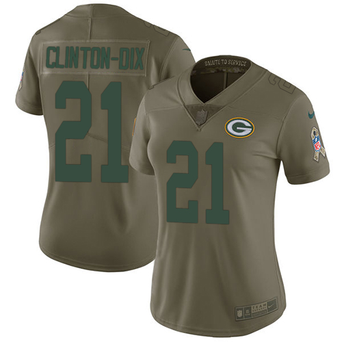 Nike Packers #21 Ha Ha Clinton-Dix Olive Women's Stitched NFL Limited 2017 Salute to Service Jersey