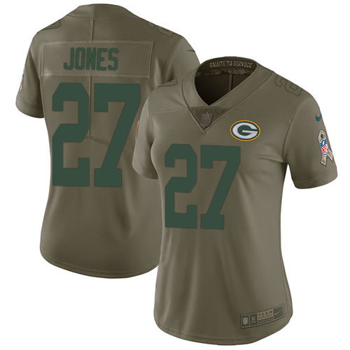 Nike Packers #27 Josh Jones Olive Women's Stitched NFL Limited 2017 Salute to Service Jersey