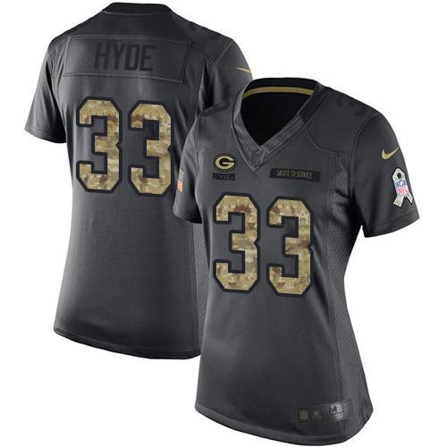Nike Packers #33 Micah Hyde Black Women's Stitched NFL Limited 2016 Salute to Service Jersey