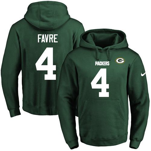 Nike Packers #4 Brett Favre Green Name & Number Pullover NFL Hoodie Nike Packers #4 Brett Favre Green Name & Number Pullover NFL Hoodie