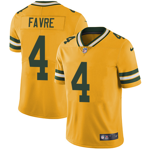 Nike Packers #4 Brett Favre Yellow Men's Stitched NFL Limited Rush Jersey Nike Packers #4 Brett Favre Yellow Men's Stitched NFL Limited Rush Jersey