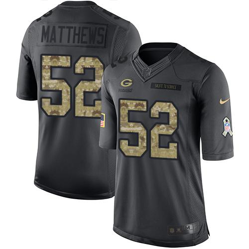 Nike Packers #52 Clay Matthews Black Men's Stitched NFL Limited 2016 Salute To Service Jersey Nike Packers #52 Clay Matthews Black Men's Stitched NFL Limited 2016 Salute To Service Jersey