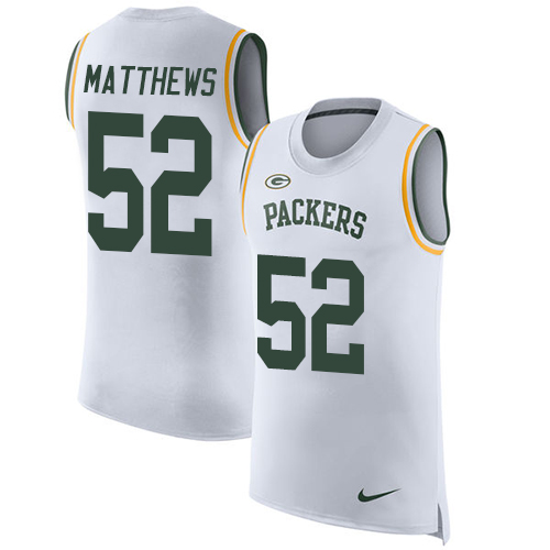 Nike Packers #52 Clay Matthews White Men's Stitched NFL Limited Rush Tank Top Jersey Nike Packers #52 Clay Matthews White Men's Stitched NFL Limited Rush Tank Top Jersey