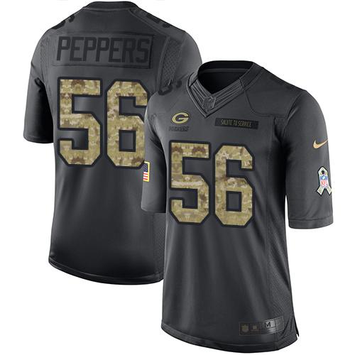 Nike Packers #56 Julius Peppers Black Men's Stitched NFL Limited 2016 Salute To Service Jersey Nike Packers #56 Julius Peppers Black Men's Stitched NFL Limited 2016 Salute To Service Jersey