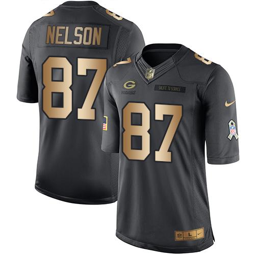 Nike Packers #87 Jordy Nelson Black Men's Stitched NFL Limited Gold Salute To Service Jersey Nike Packers #87 Jordy Nelson Black Men's Stitched NFL Limited Gold Salute To Service Jersey
