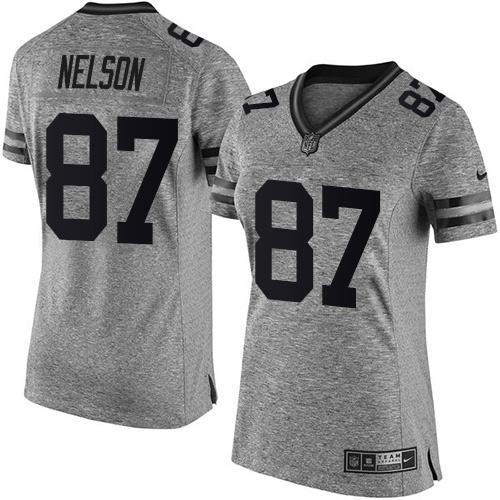 Nike Packers #87 Jordy Nelson Gray Women's Stitched NFL Limited Gridiron Gray Jersey