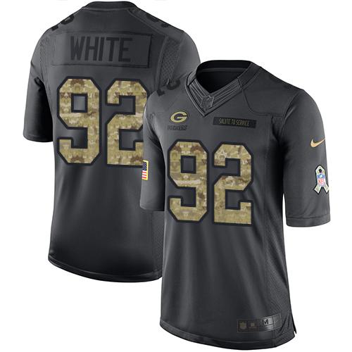 Nike Packers #92 Reggie White Black Men's Stitched NFL Limited 2016 Salute To Service Jersey Nike Packers #92 Reggie White Black Men's Stitched NFL Limited 2016 Salute To Service Jersey