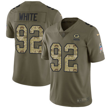 Nike Packers #92 Reggie White Olive Camo Men's Stitched NFL Limited 2017 Salute To Service Jersey