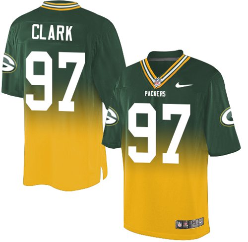 Nike Packers #97 Kenny Clark Green  Gold Men's Stitched NFL Elite Fadeaway Fashion Jersey