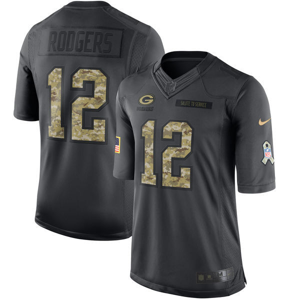 Nike Packers 12 Aaron Rodgers Anthracite Salute To Service Limited Jersey